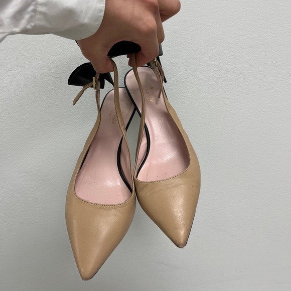 Kate Spade tan x black bow mules - Picture 4 of 7
